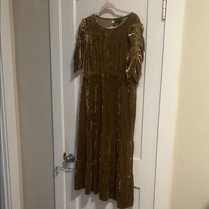 Who What Wear Velvet Maxi Dress Gold XL